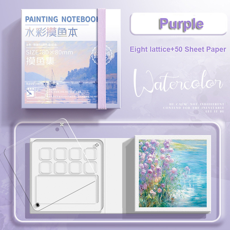 

50 Sheets Painting Notebook Mini Watercolor Drawing Book Pocket Notebook With Pigment Palettle Cute Portable Sketching Book Gift