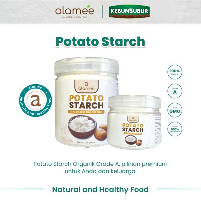 

ALAMEE Tepung Kentang Halus Potato Starch Tepung Kue PREMIUM Mashed Long Potato Powder 400gr kebunsurbur