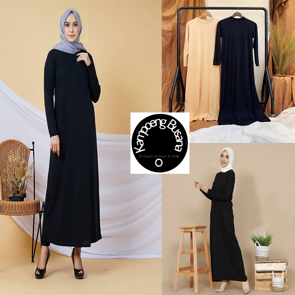 Baju Inner Manset Gamis Polos Lengan Panjang Wanita Bahan Spandek Rayon Premium Import Murah Bandung