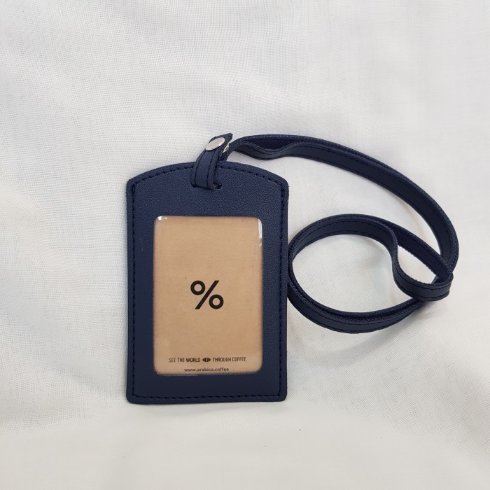 

Lanyard ID Card Holder Name Tag Kulit Sintetis Tali Kancing navy