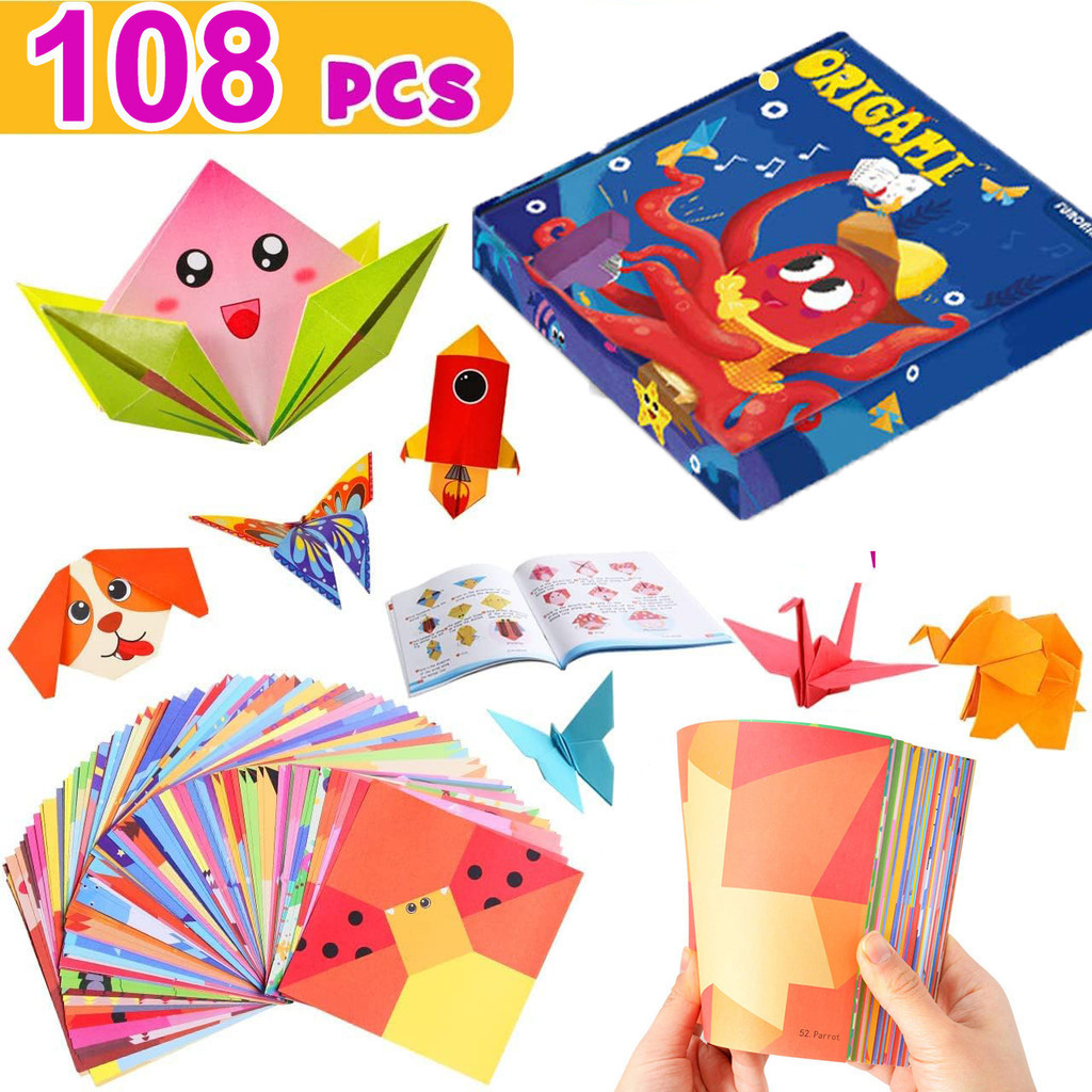 

Kertas Origami Kerajinan Untuk Anak-anak-108 Lembar Kertas Lipat Warna-warni Hidup Kit Proyek Seni Pola 54 Untuk 5 6 7 8 9 10 11 12 Tahun Anak Perempuan Laki-laki Hadiah Ulang Tahun Hadiah Pendidikan Prasekolah