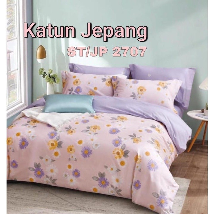 Proven Sprei - Sprei Katun Jepang Motif Floral Bunga Pink JP 2707