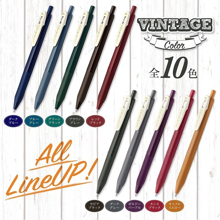 

Zebra Sarasa Clip 0.5 mm Gel Ballpoint Pen Vintage 5 Color Set - Color Set 2