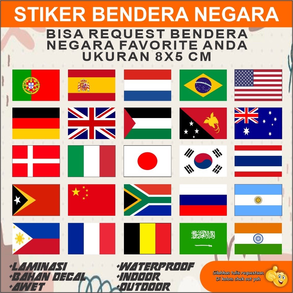 Stiker Bendera Sticker Emblem Negara Dunia Sepak Bola Fifa Ukuran 8x5 cm