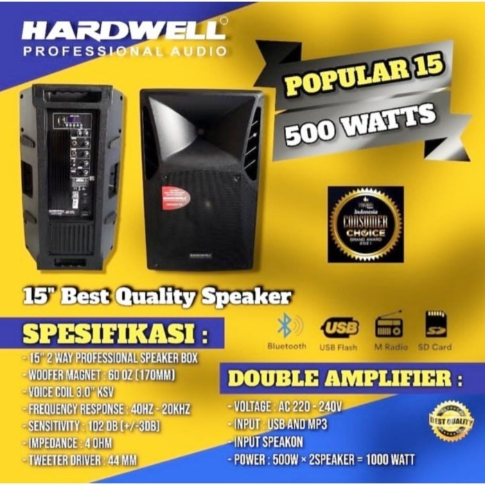 Speaker Aktif Hardwell Popular 15 A  Popular15A 15 Inch Original