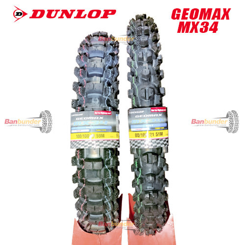 PAKET BAN DUNLOP GEOMAX MX34 80/100-21 DAN 100/100-18 - TRAIL