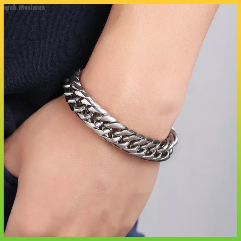 Gelang Pria Rantai Titanium Asli Original