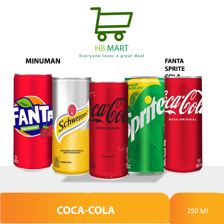 

1 KRAT | SPRITE | FANTA | COCA COLA KALENG SLIM 250ml ISI 24 KALENG | DRINK | MINUMAN | SODA /COCA COLA / FANTA / SPRITE / SCHWEPPES KALENG 250 ml - ( HARGA 1 DUS isi 24 )