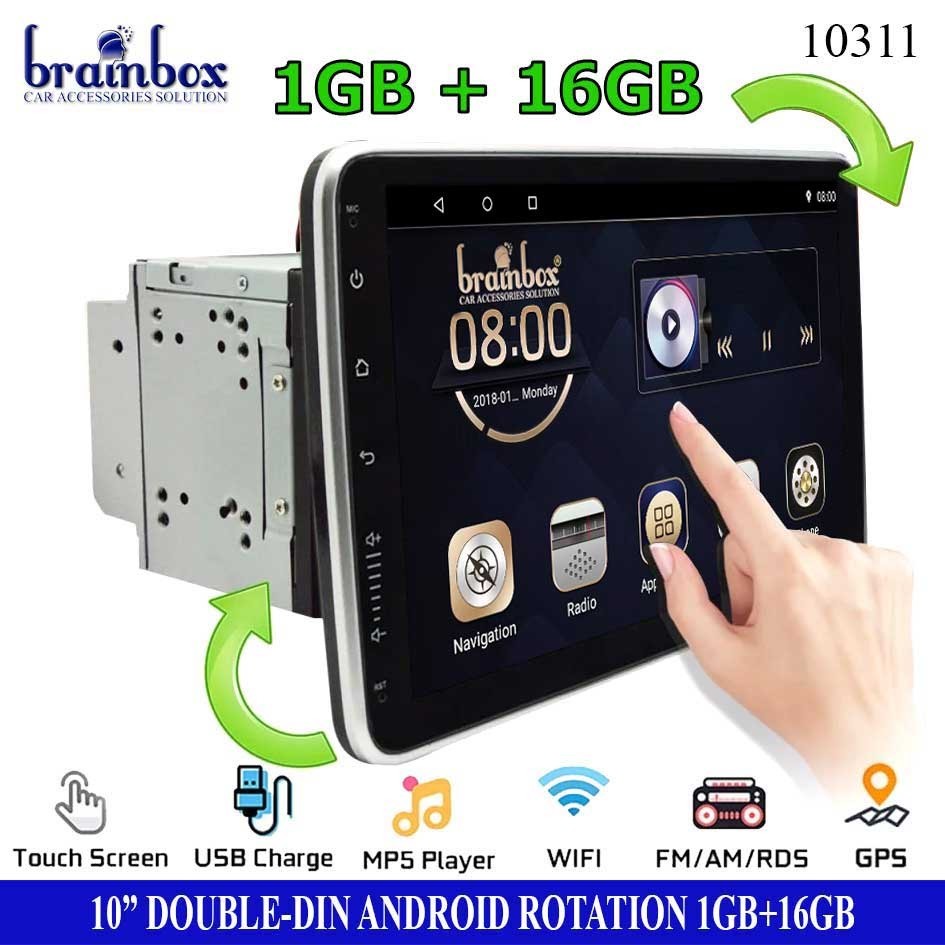 Brainbox Headunit Android Double Din 10 Inch 1GB + 16GB Rotation LCD TV Mobil Tape Mobil