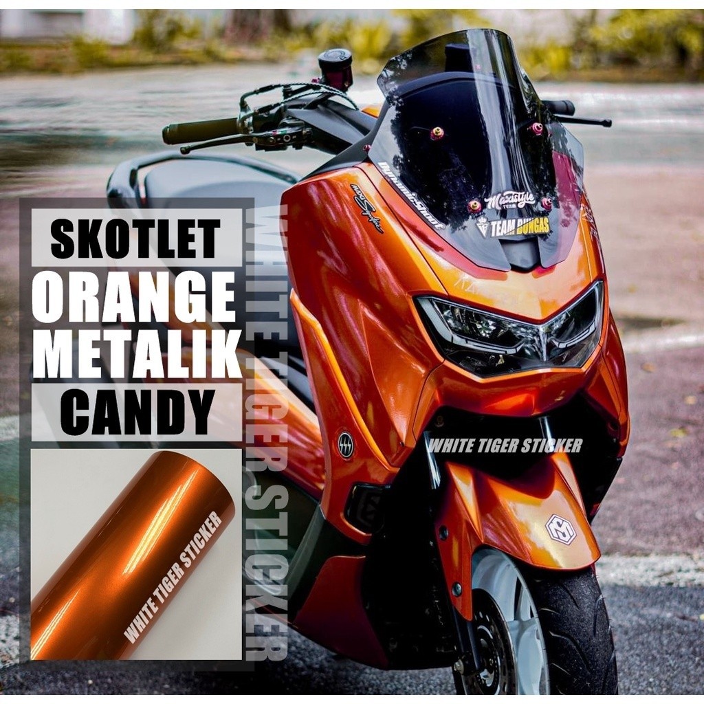 SKOTLET STIKER MOTOR ORANGE METALIK CANDY SKOTLET ORANGE CANDY SCOTLITE ORANGE CANDY STIKER OREN MET