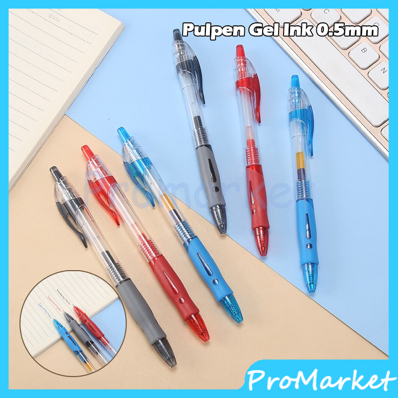 

0.5mm Pulpen Gel / Alat Tulis Sekolah Kantor / Bolpoint Polos / Pena Pencet / Pena Gel Simple Pen White black Mekanik