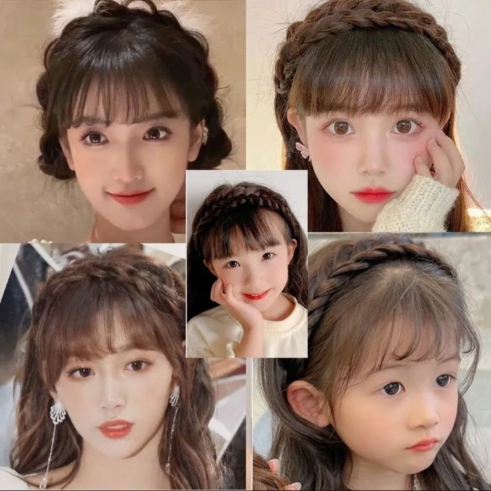BANDO PONI HAIR SINTETIS KEPANG  BANDO WIG PONI - CoklatTua 2