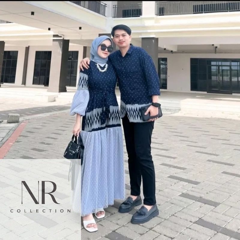Baju Couple Gamis Kemeja Tenun Kondangan Lebaran Lamaran Viral Kekinian