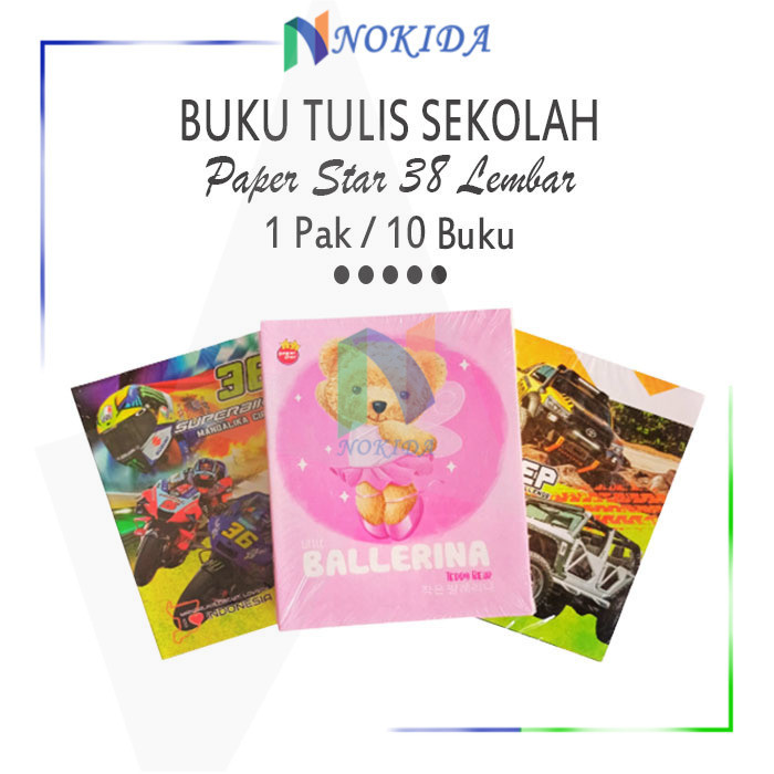 

Nokida Buku Paper Star [38 Lembar/10 Buku/ Pack] / Peralatan Sekolah / Buku Tulis Sekolah 1 Pak / Buku Tulis Murah