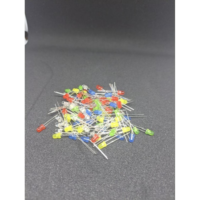 Led 5MM Dioda Pancar Cahaya LED Biru Merah Hijau Putih Kuning Ungu Elektronik DIY KIT