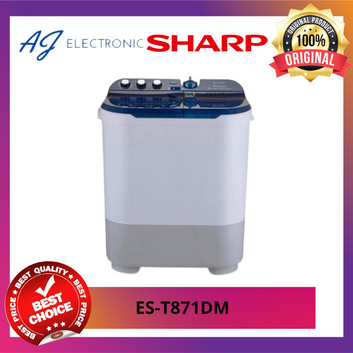 MESIN CUCI SHARP ES-T871DM / EST871DM / ES-T871 , 2 TABUNG 8,5 KG