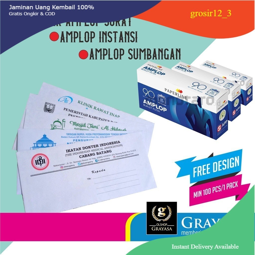 

Cetak Amplop Surat / Amplop Instansi / Amplop Sumbangan Custom Dan Lainnya