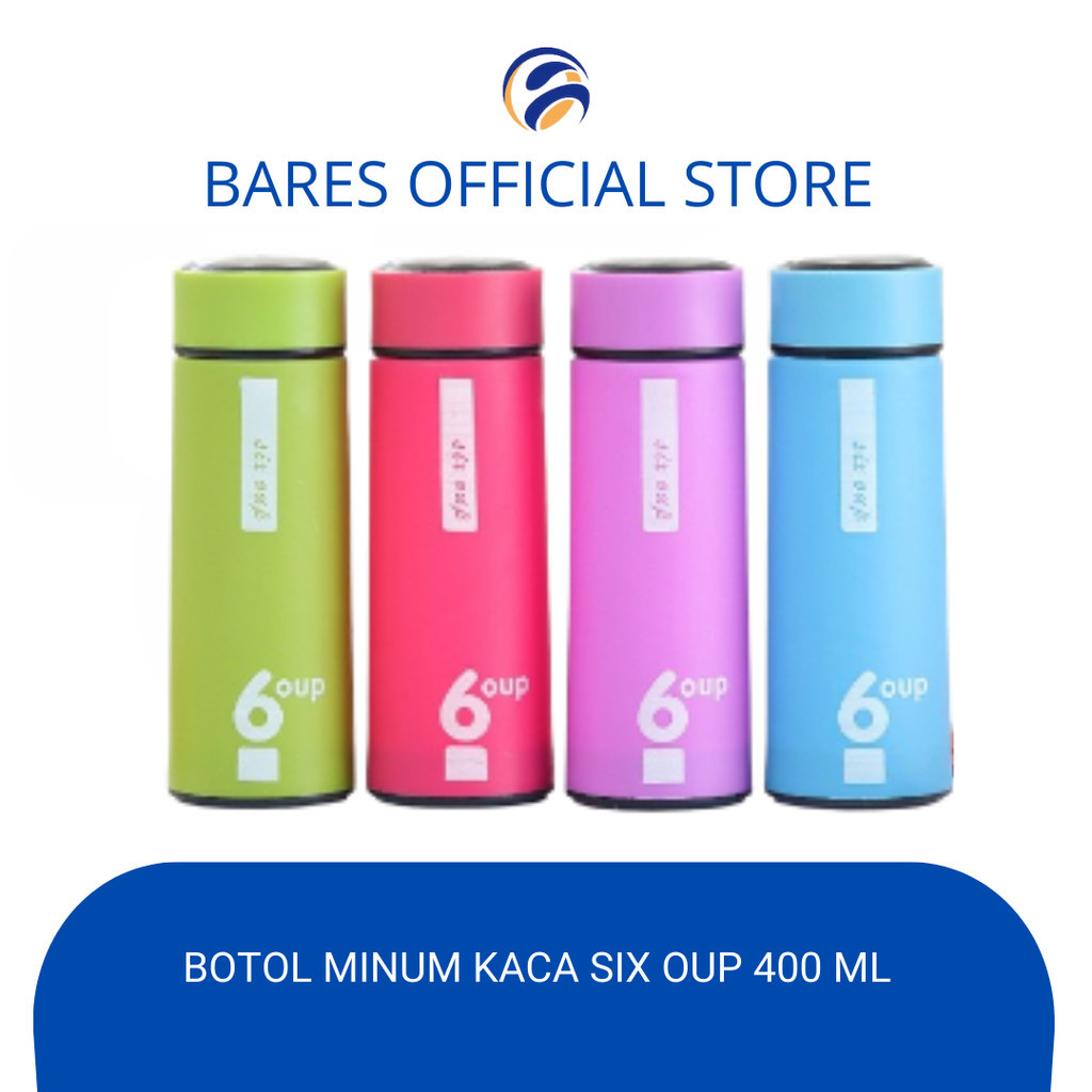 Botol Minum Kaca Warna polos 400ml / Six Oup Polos Beling Cover Plastik 6oup Polos