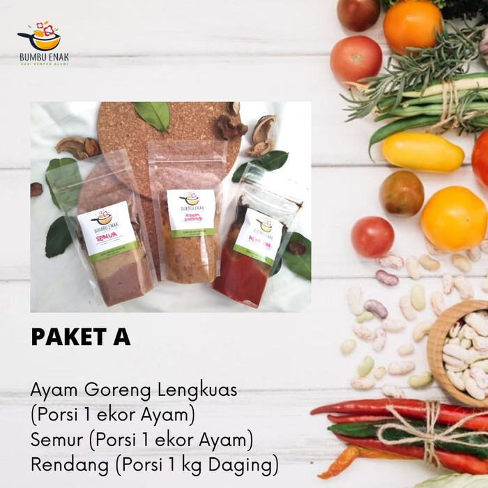 

[Bumbu Instan Siap Pakai] Paket Bumbu Menu Hari Raya, Rendang/Opor/Semur/Ayam Goreng/Lont Sayur - Paket A