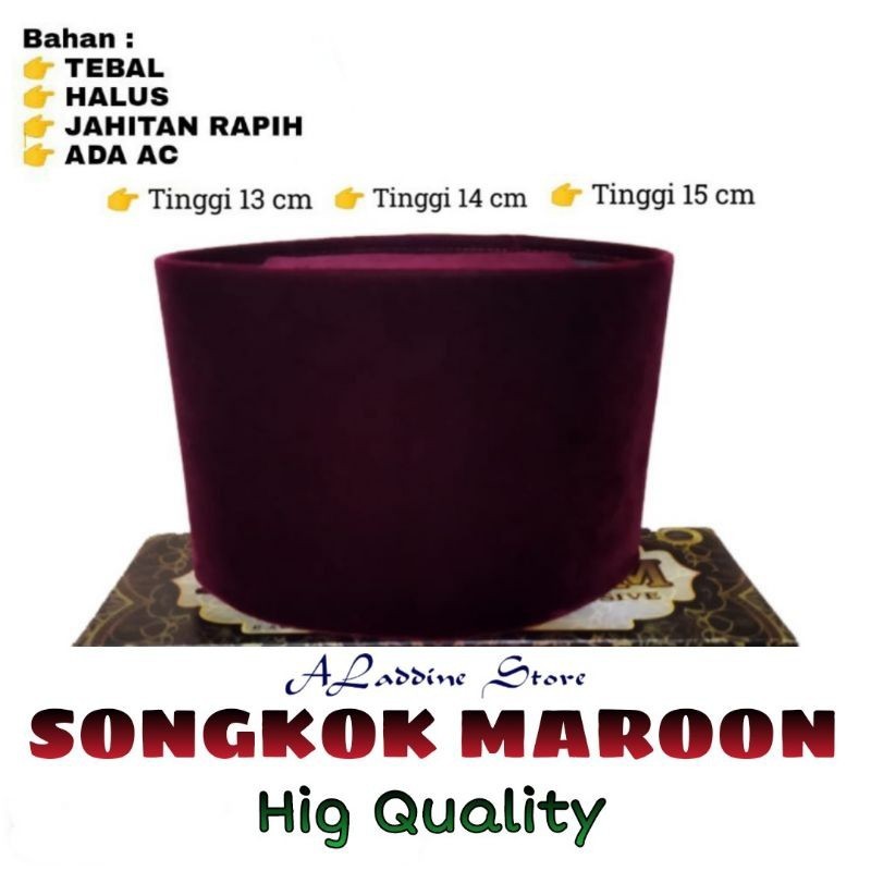Peci songkok merah tinggi 13cm,14cm,15cm peci songkok merah songkok merah maroon peci betawi merah m