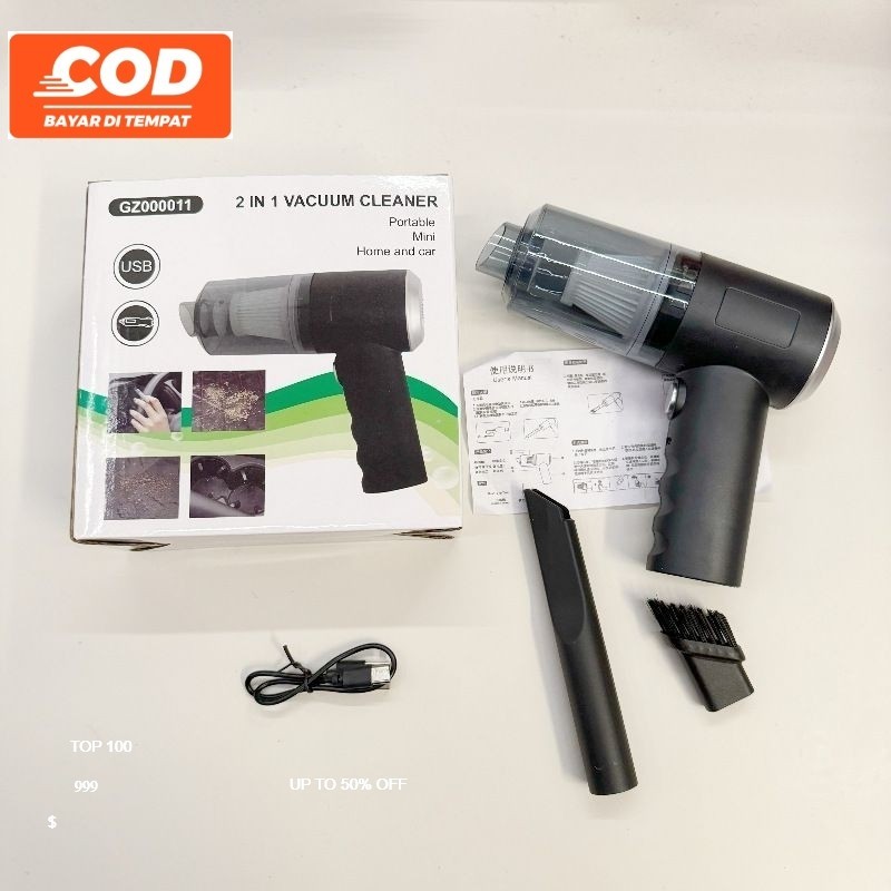 Vacum Cleaner Portable Mini 2in1 Vacuum Cleaner Penyedot Debu Mobil Recharger Baterai