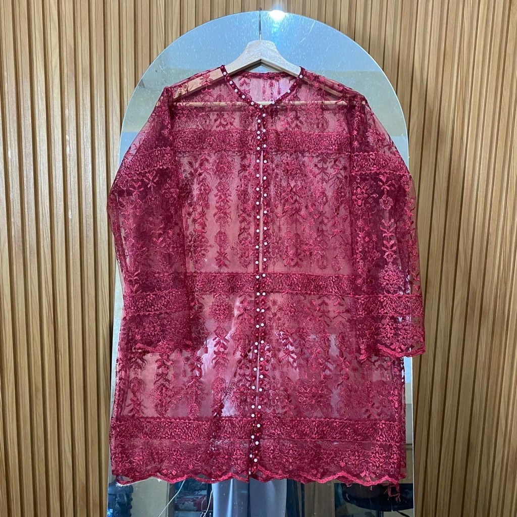 Tunik Outer Organza Bordir Etnic / Midi Outer Brukat / Dres Outer Busui / Outer Mewah dress kancing