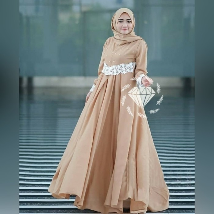 Maxi fanelia mocca Baju pesta gamis cantik bagus murah fane