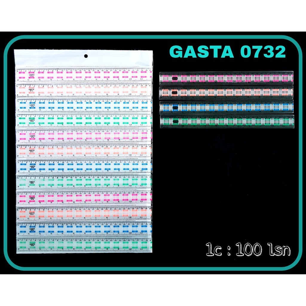 

GG Penggaris GASTA 30cm Motif+Renteng(12pc) / Penggaris Plastik/Ruler/Garisan