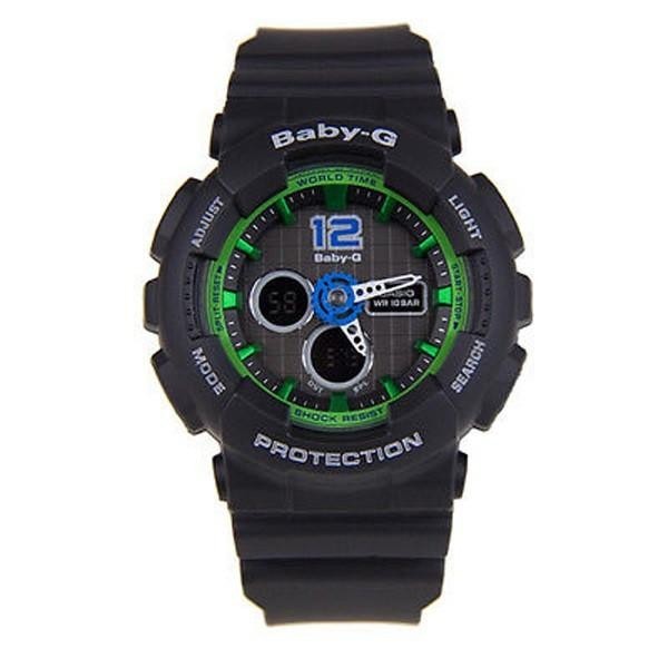 Jam Tangan Baby-G Wanita BA-120-1B Hitam Hijau Original Garansi Resmi