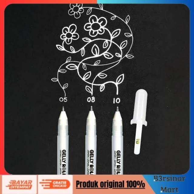 

[[KUALITAS TERBAIK]] SAKURA GELLY ROLL WHITE PULPEN PEN GEL PUTIH 1 pc 0.8 COD