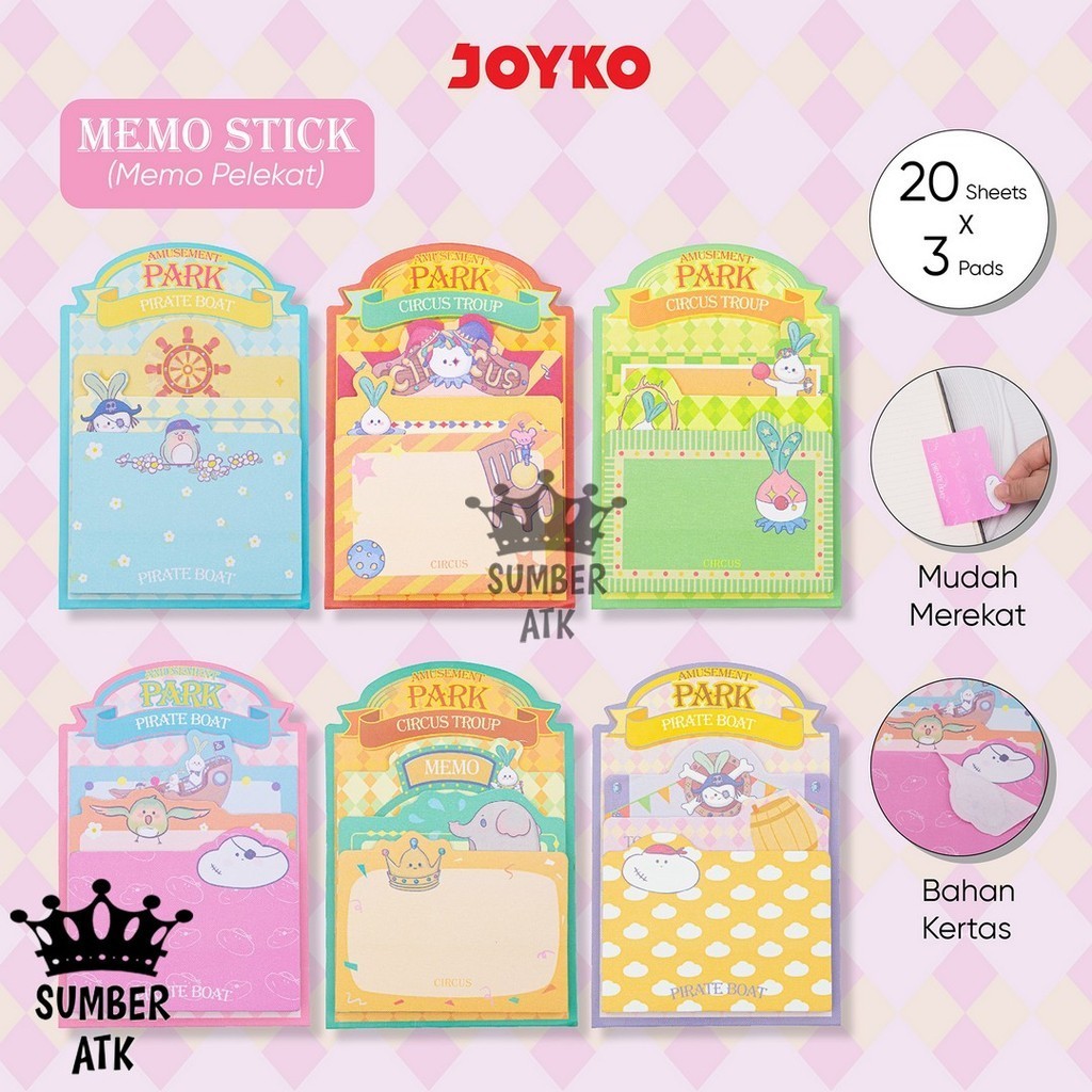 

Memo Stick Sticky Note Kertas Memo Memo Tempel Joyko MMS-39 Amusement Park