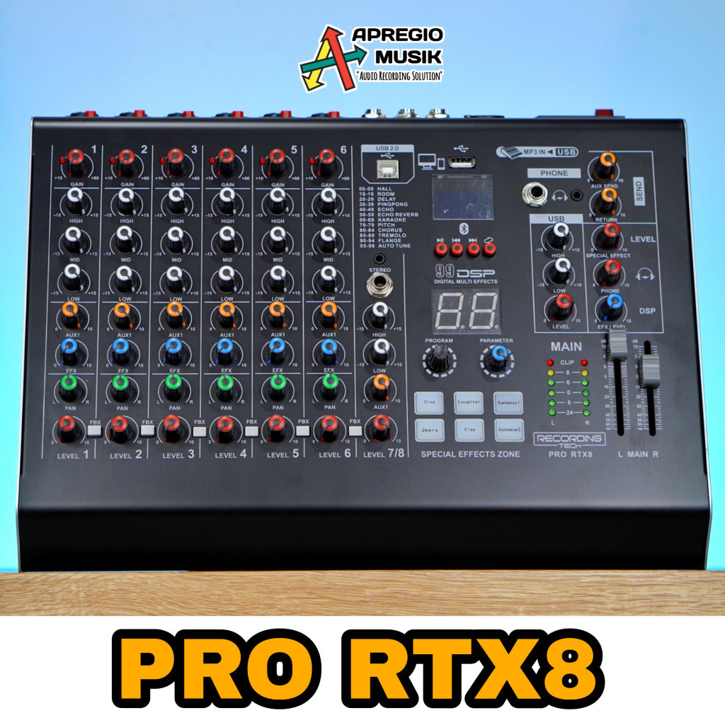 Recording tech RT Pro RTX8 PRO RT X8 8 channel USB MIXER AUDIO