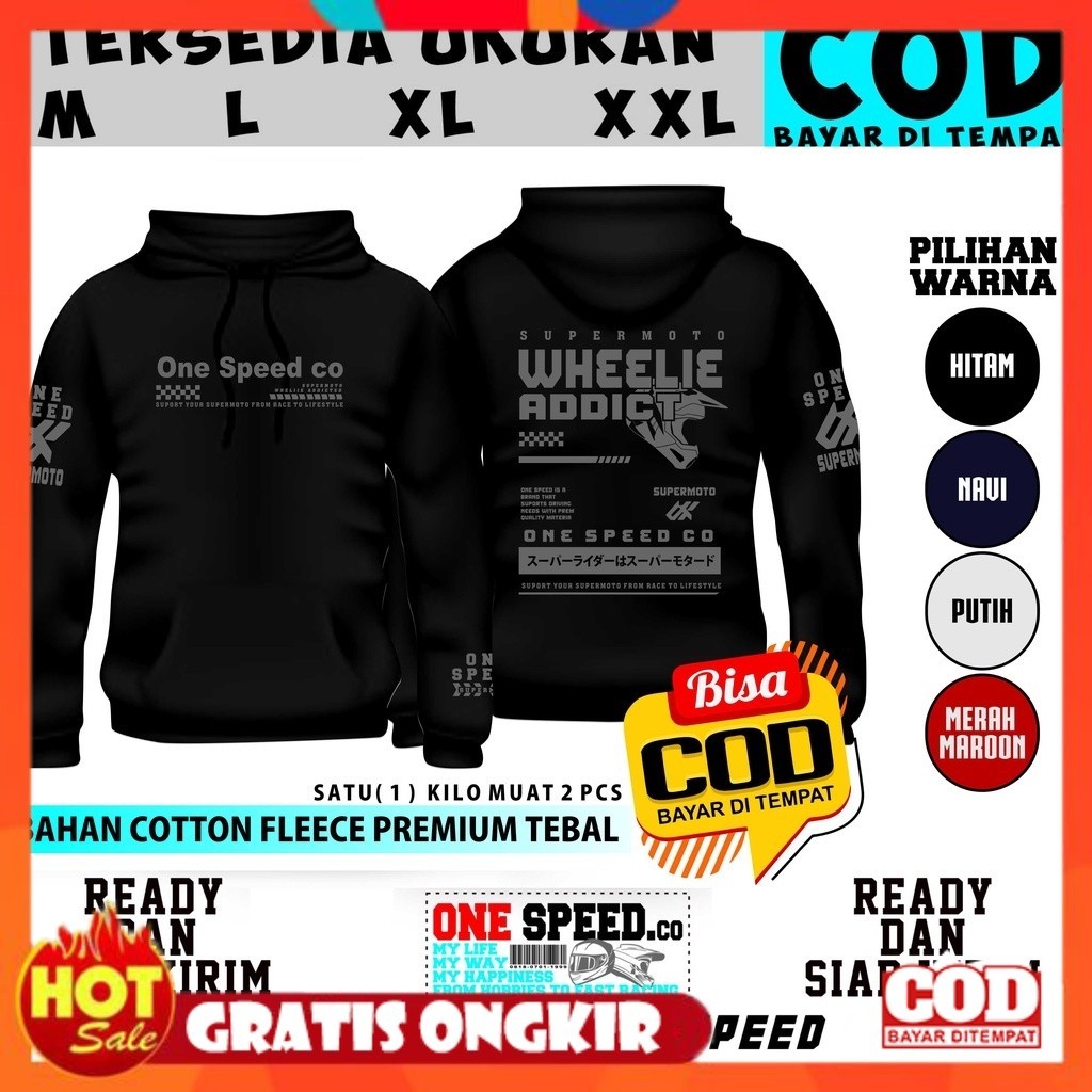 [PREMIUM ORIGINAL] ONE SPEED RACING STYLE  sweater supermoto Hoodie Sweater Pria Wanita Wheliie Addi
