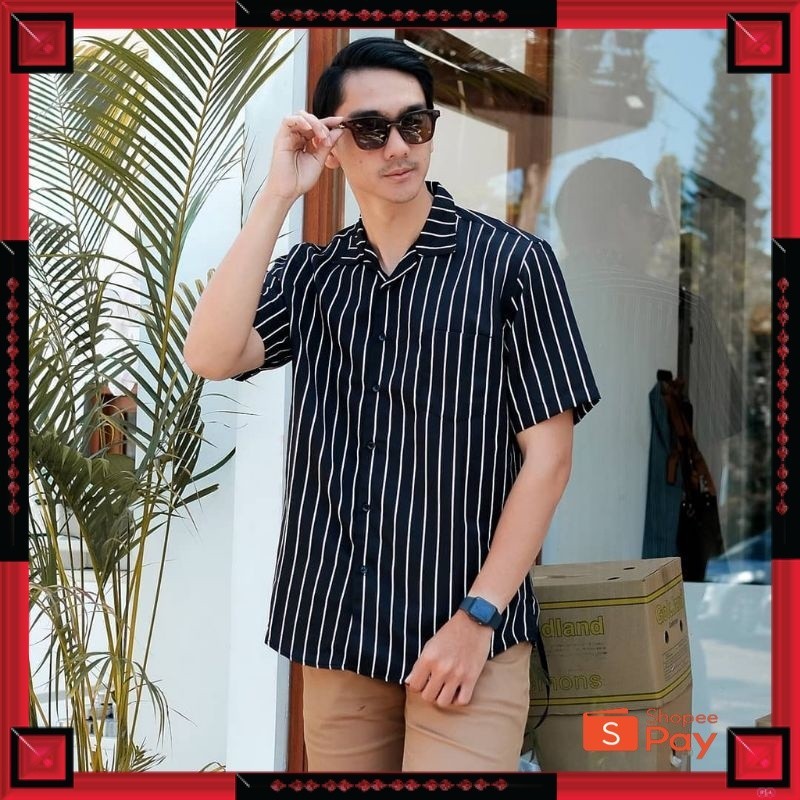 KAIN ADEM LEMBUT HALUS TEBAL / KEMEJA SALUR PRIA KEMEJA SALUR PRIA STRIPE KEMEJA SALUR LENGAN PENDEK