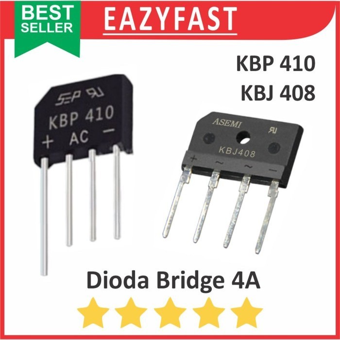 Dioda Kiprok Bridge 4A 4 A Ampere Diode Rectifier KBP410 KBJ408 Jembatan Penyearah AC DC Sisir Meja 