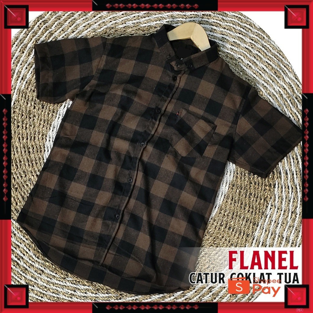 KAIN ADEM LEMBUT HALUS TEBAL / Baju Kemeja Flanel Pria Lengan Pendek jumbo 6XL Kameja Flanel Pria De