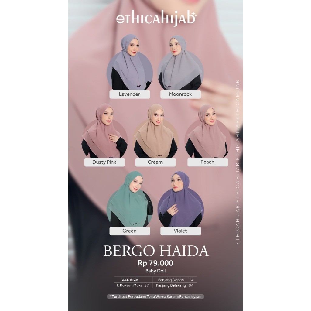 Ethica Hijab Bergo Daily Wanita Bergo Haida / Bergo Ethica / Bergo Premium / Bergo Polos / Bergo Kek