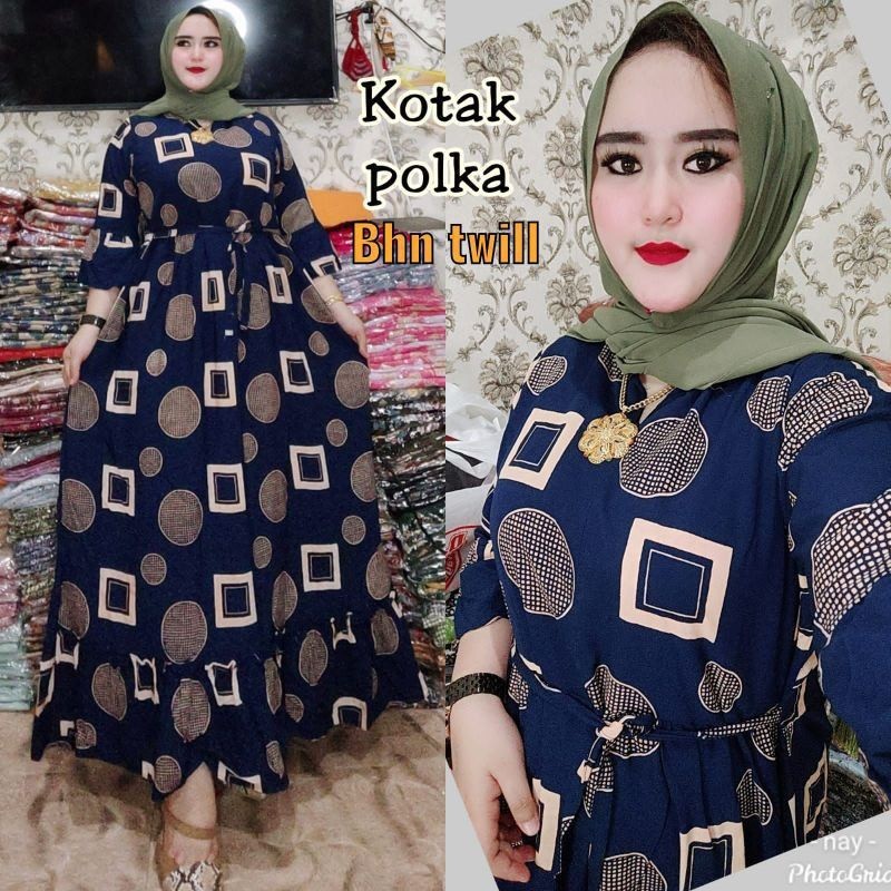 gamis jumbo motif kotak polka//BAJU WANITA MODEL BARU / MURAH PROMO
