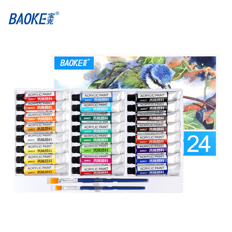 

BAOKE Acrylic Paint / Cat Akrilik Anak 12ML 12/18/24 Warna Dapat Ditulis di Kain Tanah Liat WP801