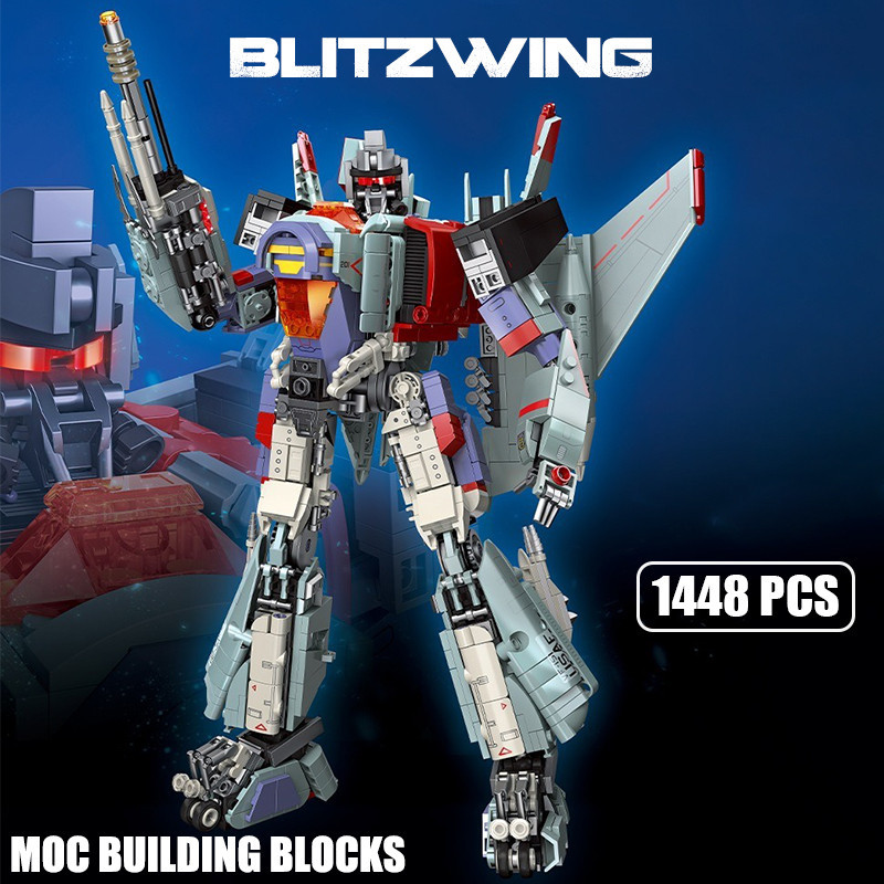 MOC Movie Mecha BLITZWING Model Building Blocks Assemble Transformation Robot Anime Figures with Wea
