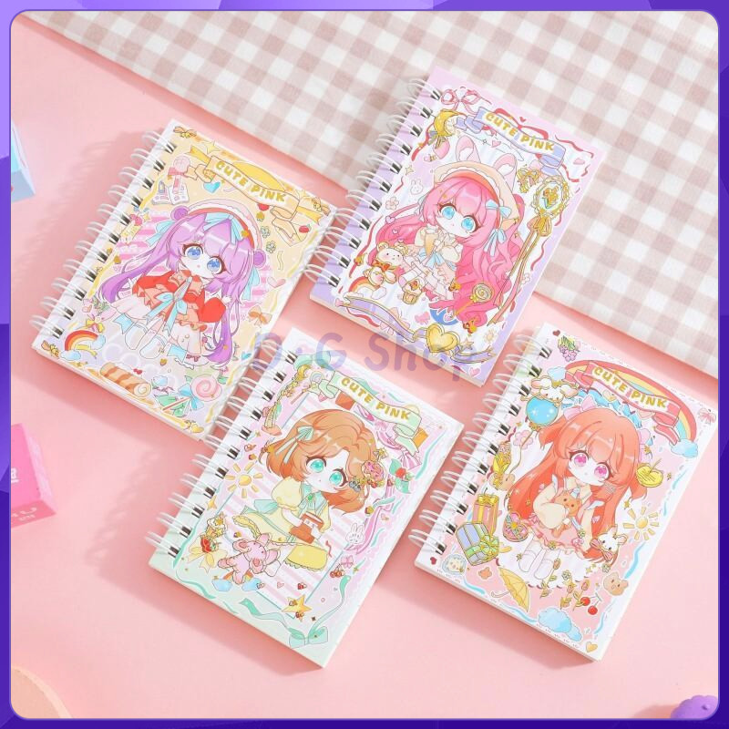 

D·GShop ⭐ Notebook A7 Spiral Girls Cute Unik Buku Catatan A7 Spiral Buku Saku Spiral Lucu 80 Lembar