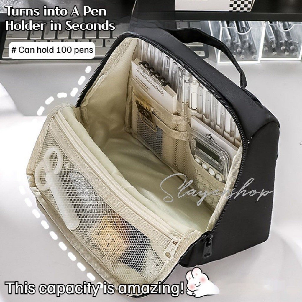 

9 Lapisan Kasus Pensil Kapasitas Besar Kanvas Estetika Multifungsi Kantong Pena Multifungsi Tas Pena