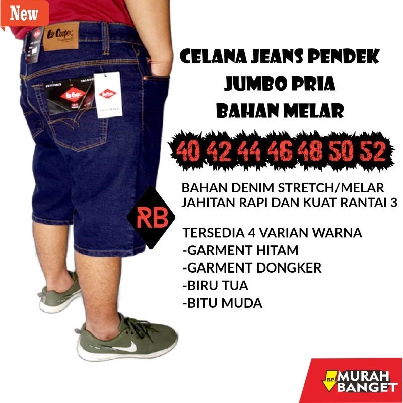 Denim Pria Jumbo CELANA JEANS PENDEK JUMBO PRIA BAHAN KARET