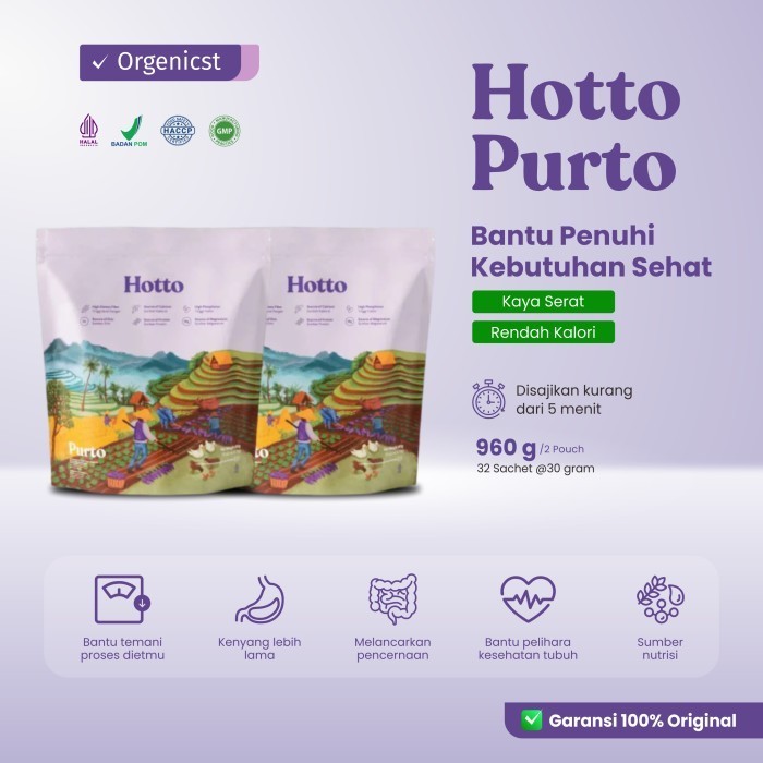 

hotto - hoto purto 2 pouch 32 sachet multigrain with oat & ubi ungu