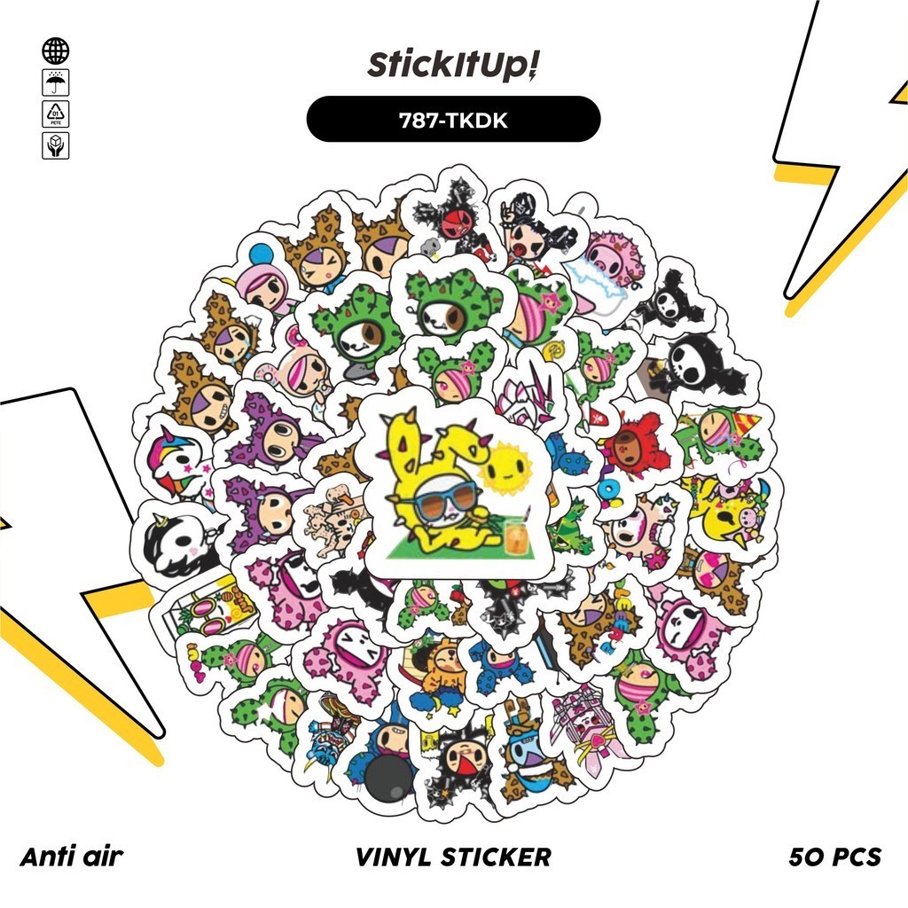 

COD✨ 100 Pcs Stiker Pack Tokidoki Lucu Aesthetic Vynil Waterproof untuk Freebies Sticker Buku Journal Casing HP Laptop