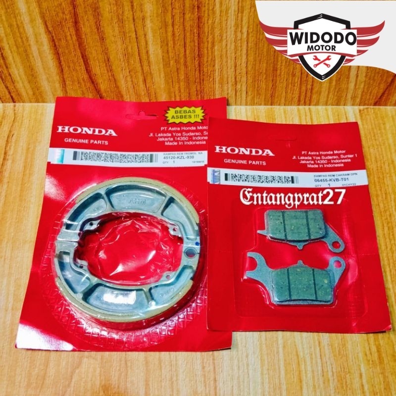 Kampas Rem Belakang Kzl + Kampas rem depan Kvb Honda Beat/Scoopy/Spacy/Vario 110 fi/Vario 125 fi old