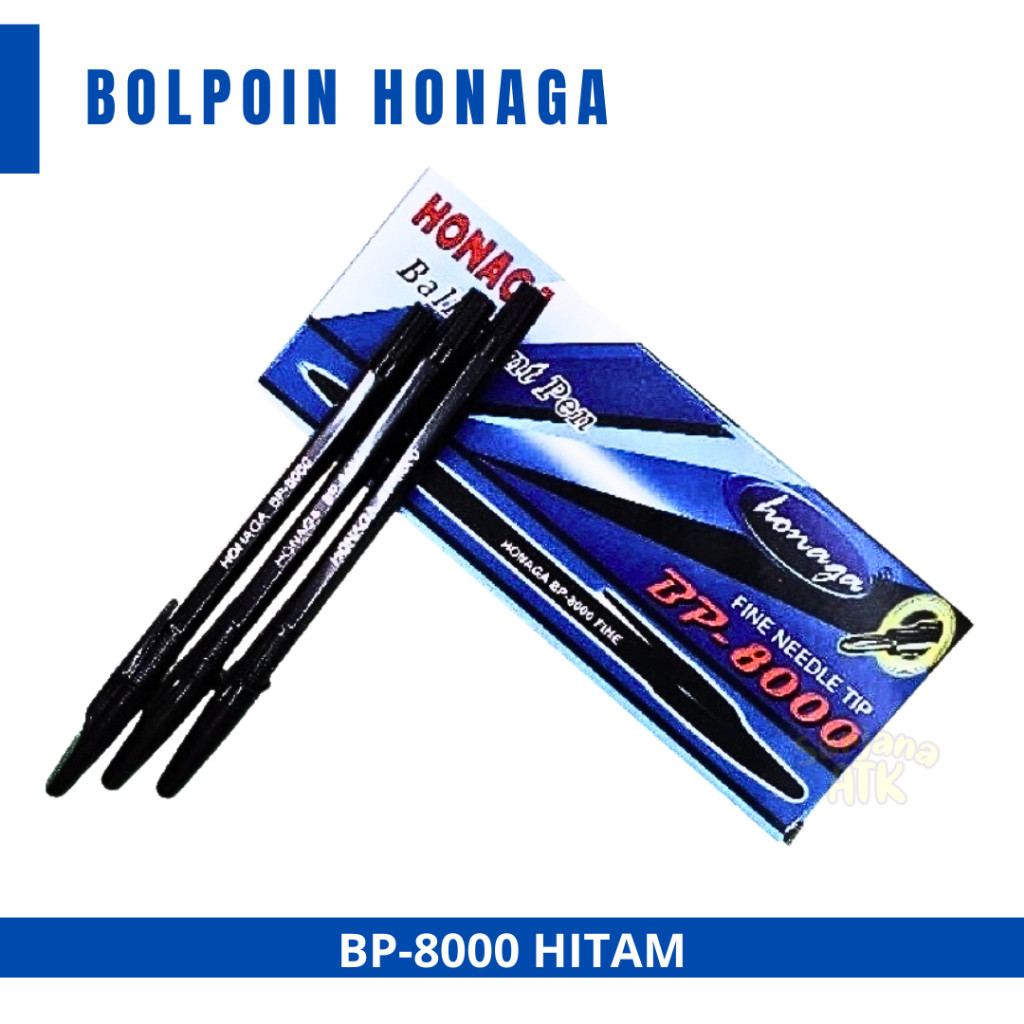 

(12 pcs) Bulpen Pulpen Honaga BP-8000 Tinta Hitam Bulpen Murah