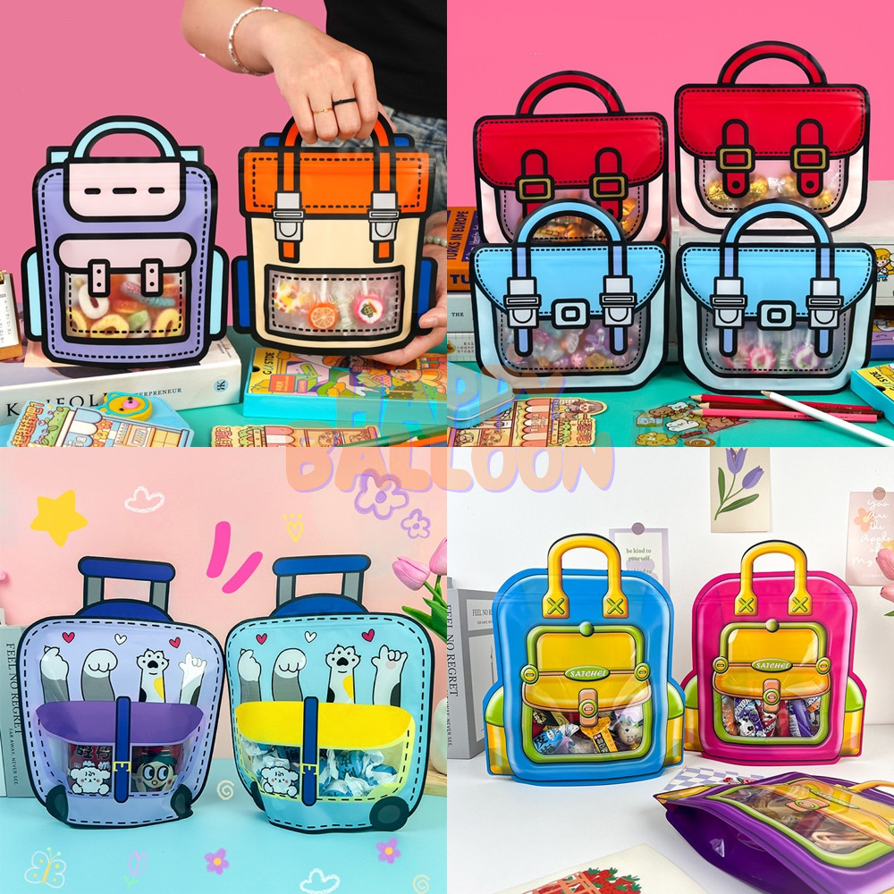 

HappyBalloon Plastik Bingkisan Snack Bentuk Tas Selempang / Ransel