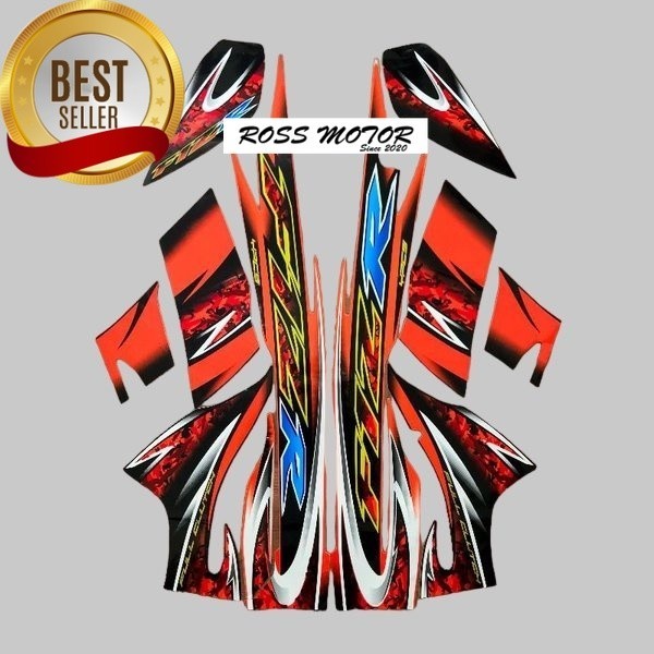 Striping stiker polet list motor yamaha fizr fiz r f1zr 2004 2005 orange hitam list body standar kua