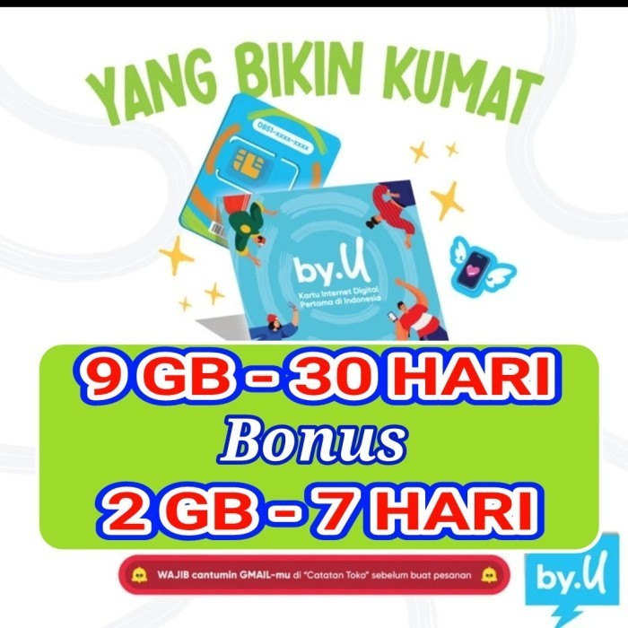 KARTU PERDANA BY.U 9GB 30 HARI jaringan TELKOMSEL